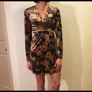 Top shop Long Sleeve Floral Wrap Dress